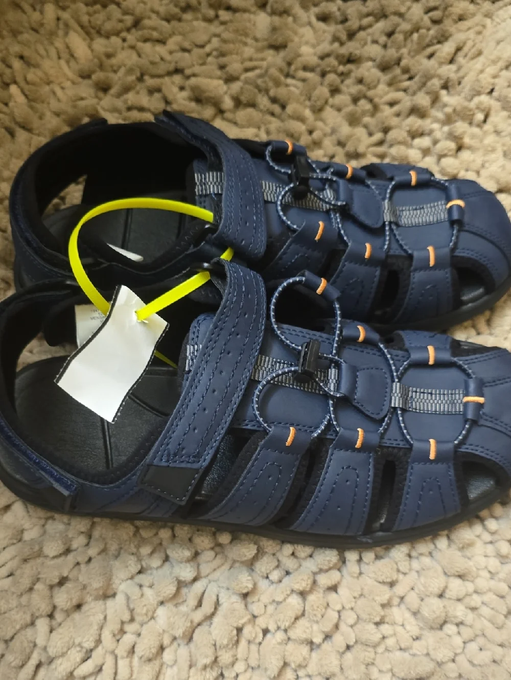 New Lands End Men's Size 8.5D Navy Sport Beach Sandals Water Shoes Adjustable